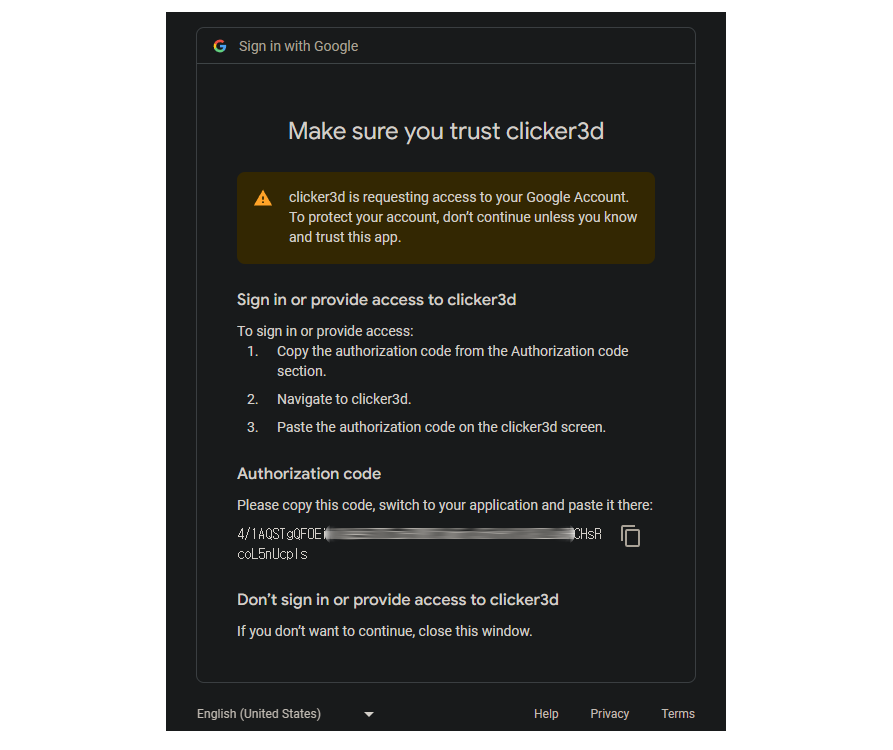 Google Permissions Dialog